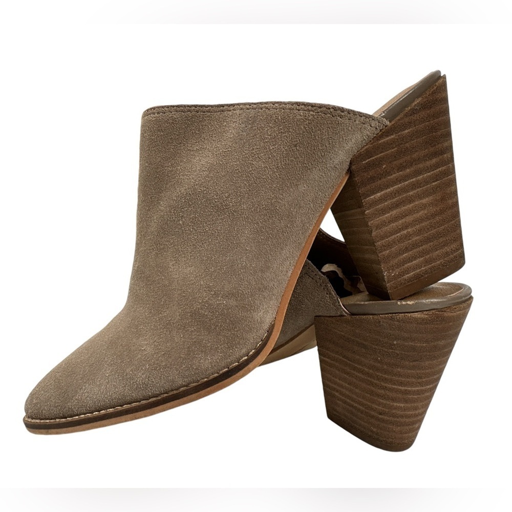 Lucky Brand Suede LP-Aronny Pointed Toe Slip-on Heeled Mule Tan